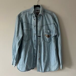 Harley Davidson Vintage Men's Medium Jean Button Down Collared Shirt Medium